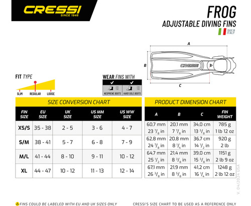 Aletas Cressi Apnea Y Buceo Free Frog Talla 37/38 Black/red