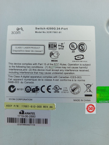 Switch 3com 4200g 24-port Gb (Usado)