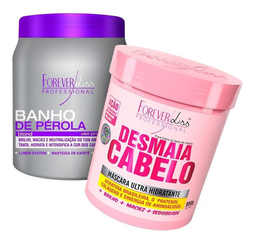Kit Forever Liss - Desmaia Cabelo 950g + Banho De Perola 1kg