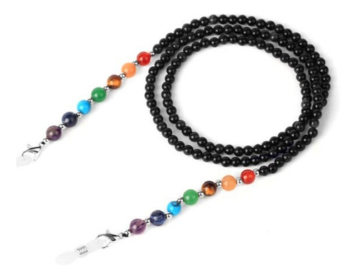 Imagen 2 de 5 de Colgante Para Gafas De Obsidiana Natural 7 Chakras