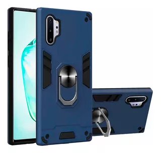 Funda Case For Motorola One Fusion Con Anillo Metalico Azul