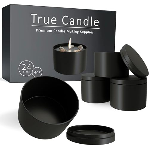 True Candle - 24 Latas De Velas Negras Mate De Alta Calidad