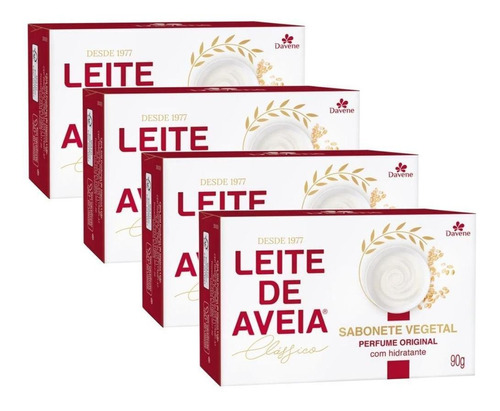 4un Sabonete Vegetal Leite De Aveia Classico 90g Davene