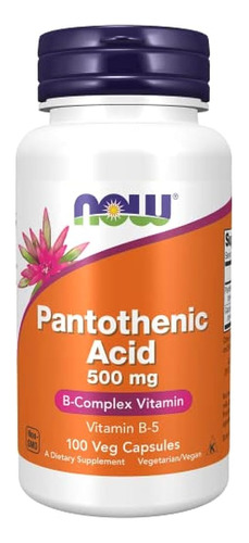 Now Foods Ácido Pantoténico 500 Mg, 100 Cápsulas (paquete De