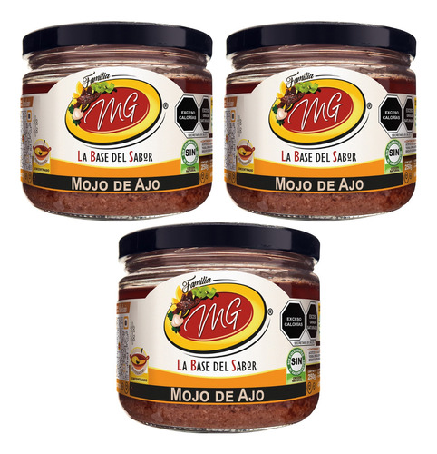 3pack Mojo De Ajo Artesanal Gourmet 100% Natural Salsa  Mg