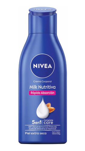 Imagen 2 de 2 de Crema para cuerpo Nivea Cuidado Corporal Milk Nutritiva en pomo 125mL