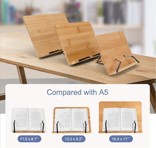 Soporte Para Libros De Cocina De Bambú Con 5 Alturas Ajustab