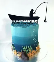 Comprar Cake Topper Adorno Torta Bote Pescador Nombre Personalizado