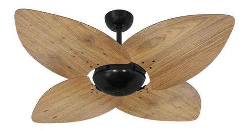 Ventilador de teto Volare Office Dunamis turbo preta com 4 pás cor  madeira freijó de  mdf, 120 cm de diâmetro 110 V