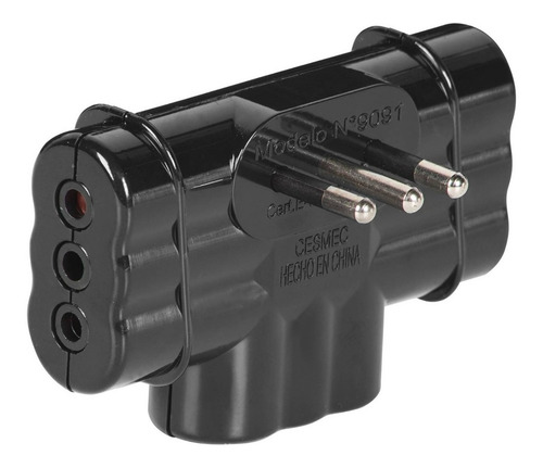 Adaptador Triple Plano 2p+t 10 A Negro Afj