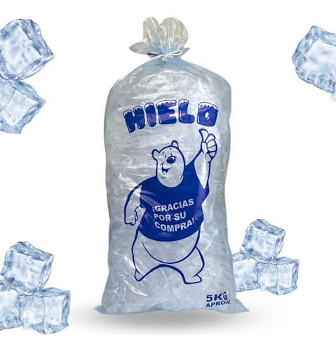 Imagen 2 de 4 de 10 Kilos Bolsa De Hielo Impresa Para 5 Kg Azul