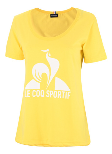 Remera Le Coq Sportif Sport Logo Tee Amarillo Blanco Mujer