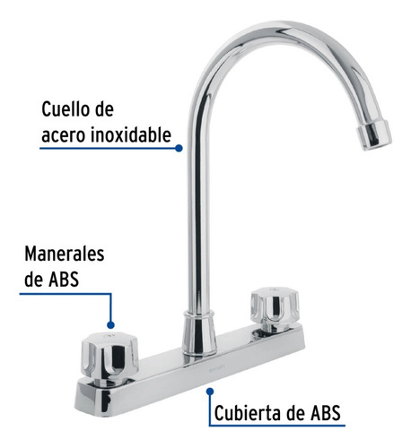 Mezcladora P/fregadero Manerales Hexagonal Curvo Foset 45615