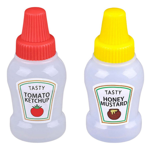 2 Botellas Mini Ketchup Y Mostaza 25ml - Niños, Portatil