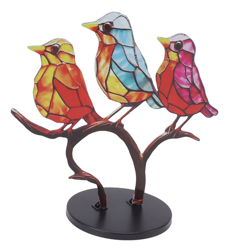 Tableta Con Adornos De Pájaros Coloridos En El Escritorio De