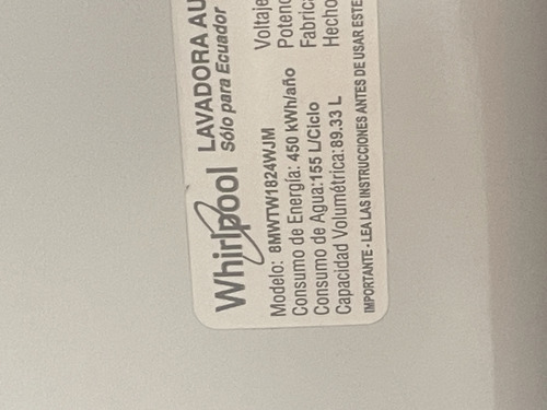 Lavadora Whirlpool 18 Kg Xpert System Blanco/chrome Shadow (Usado)