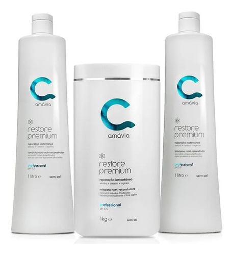 Kit Restore Premium Amávia Reconstrução Máscara Capilar Hair