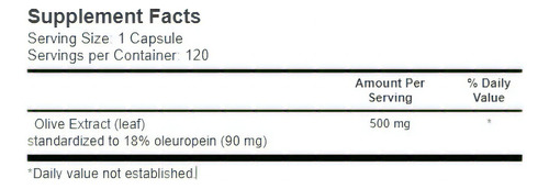 Olive Leaf Extract Folha De Oliveira 500mg 120 Cps Importado