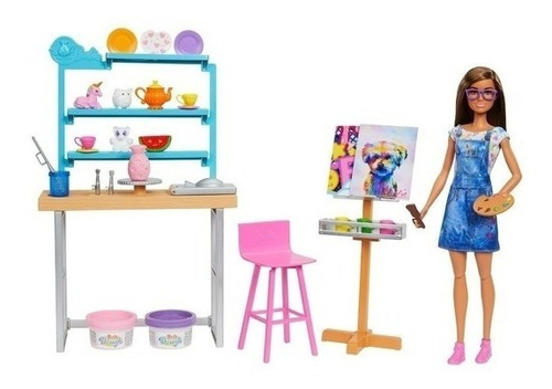 Muñeca Barbie Artista Set Estudio Relax & Create Estudio Art