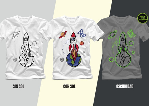 Imagen 1 de 4 de Playera Infantil Cohete Cambia Color