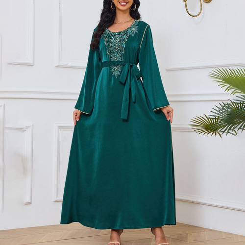 D Moda Mujer Ropa Árabe Casual Estampada Escote En V L 7002