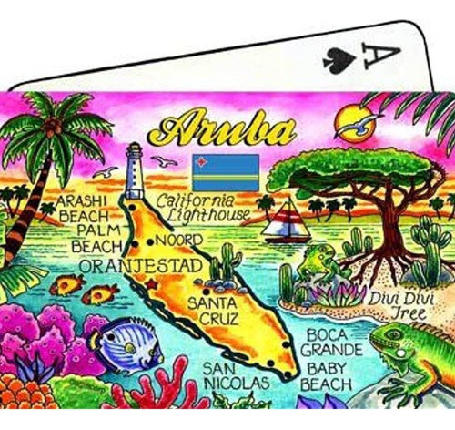 Aruba Map Coleccionables Souvenir Tarjetas