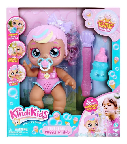 Muñeca Electrónica 6.5 Kindi Kids Con 2 Accesorios Poppi Pea