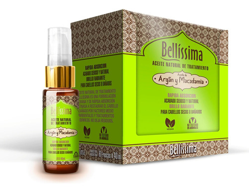 Aceite Natural De Tratamiento Con Argan  Bellissima 40ml 