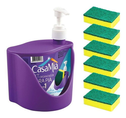 Kit Porta Detergente De Pia Com 12 Esponjas Multiuso Casamia