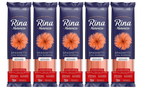 Matarazzo Rina Fideos Spaghetti Morrón 500 G (pack X 5)