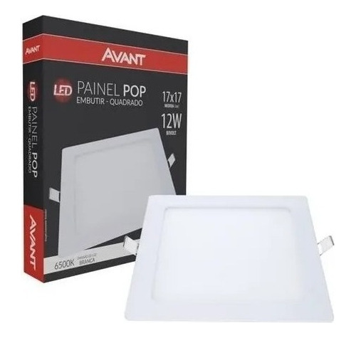 Plafon Luminaria Led Quadrado Embutir 12w 17x17 Branco Frio