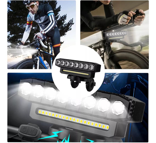 Luz Para Bicicleta 8000 Lúmenes Impermeable 8 Led Recargable