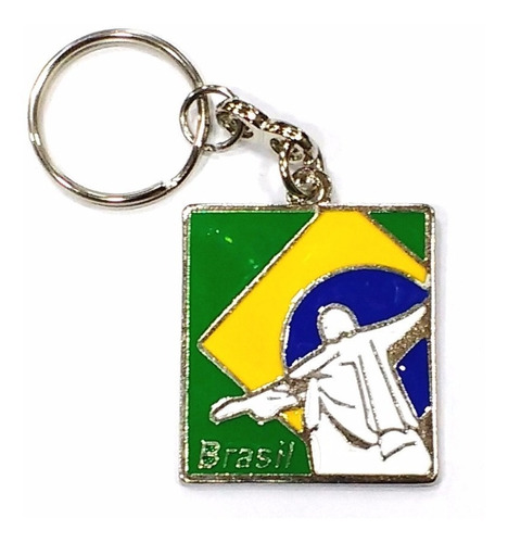 Chaveiro Bandeira Corcovado Cristo Brasil Em Metal Souvenir