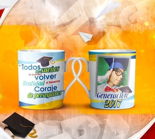 Diseños Plantillas Tazas Graduación Sublimación Editable M1