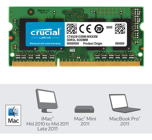 Memória RAM color verde 8GB 1 DDR3L 1600Mhz Crucial CT102464BF160B
