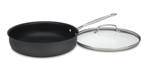 Cuisinart Sartén Profunda Con Tapa, 12 , Anodizado Negro