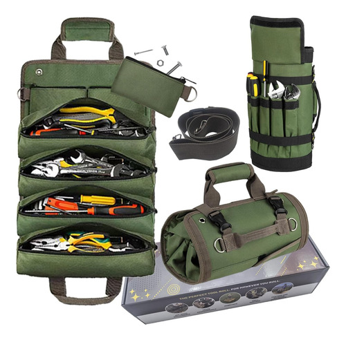 Roll Up Tool Bag, Tool Pouch Tool Roll With 2 Small Detac...