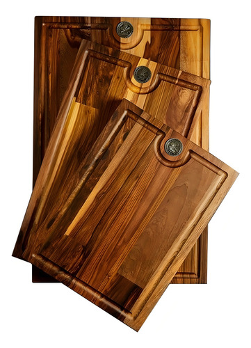 Tabla De Madera De Guayubira Bag Con Ranura E Insignia 29x39 Liso