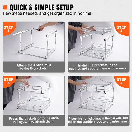 Organizador De Gabinete Vevor Extraíble 2 Niveles 12.7x21 Pu 12.7 Pulgadas De Ancho X 21 Pulgadas De Profundidad X 3.1 Pulgadas De Alto Y 11.8 Pulgadas De Ancho X 20.3 Pulgadas De Profundidad X 3.1 Pulgadas De Alto