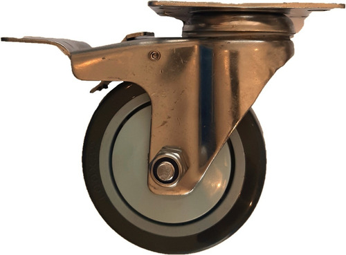 Imagen 1 de 1 de Rueda Inoxidable Giratoria Con Freno 100mm