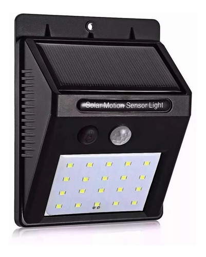 Solar Sensor Wall Light Luminária Impermeável Fotovoltaica Cor Preto 110V/220V (Bivolt)