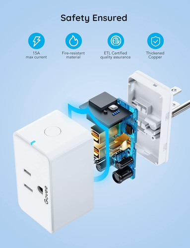 Govee Smart Plug 15a, Wifi Bluetooth Outlet 1 Paquete Funcio