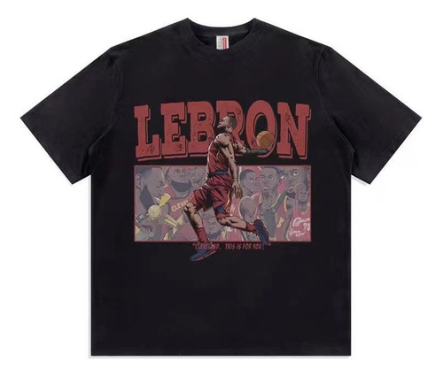 Playera Negro Oversized Lebron James Manga Corta Hombre Nba8