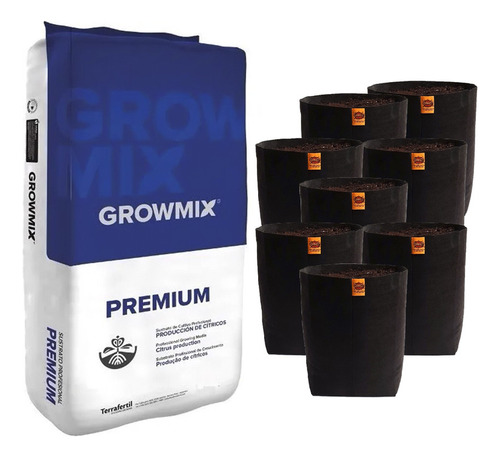 Sustrato Growmix Premium 80lts Con Maceta Tela Omg 10lts 8u