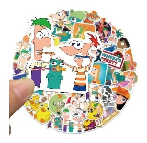 Stickers Autoadhesivos - Phineas Y Ferb (50 Unidades)