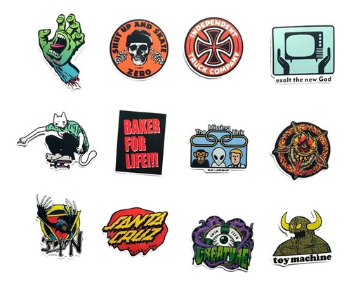 50 Stickers Calcomanías Skateboarding Vans Santa Cruz Marcas