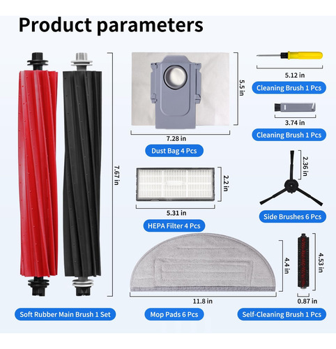 Kit De Accesorios De 21 Piezas Compatible Con Roborock S8 Pr