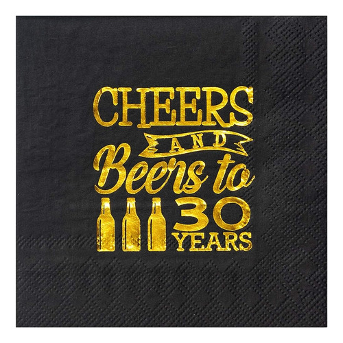 Crisky Cheers To 30 Years 30th Birthday Napkins Black And Go
