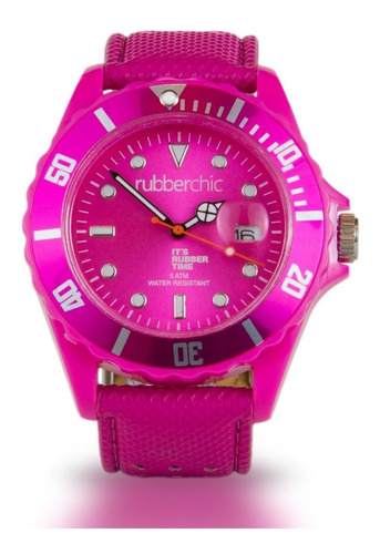 Reloj Rubberchic Basic Leather Fucsia 40mm