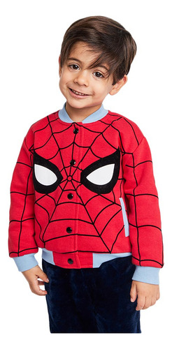 Sudadera Abierta Boton Spiderman Marvel Dono Rojo Para Bebe